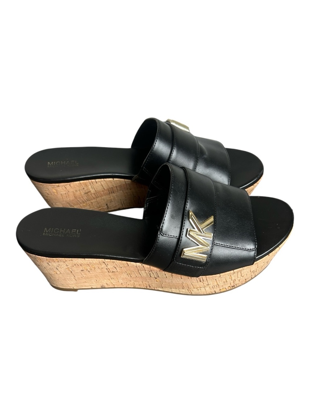 Michael Kors Jilly Black Platform Slide Wedge Sandals Women’s Size 9